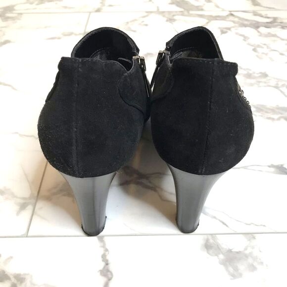 Aquatalia Black Suede Heels with Metallic Detail Size 8 - Picture 5 of 9
